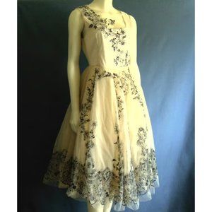 Just in Case Some Velvet Morning Ecru Tulle Black Embroidery Evening Dress 42 6